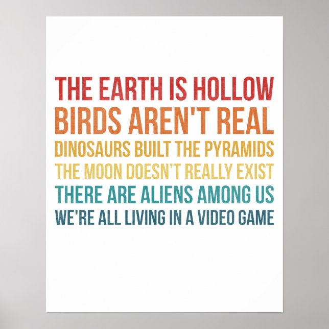 Funny Dinosaur Flat Earth Alien Verschwörungstheor Poster (Vorne)