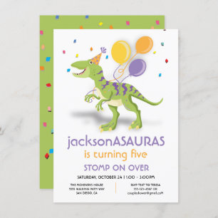 Funny Dinosaur Geburtstagsparty Einladung