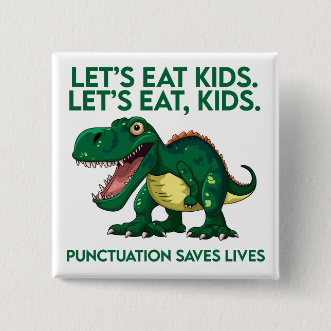 Funny Dinosaur Grammar Lesson Button (Vorderseite)