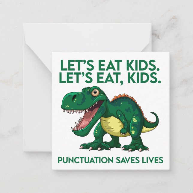 Funny Dinosaur Grammar Lesson Mitteilungskarte (Vorderseite)