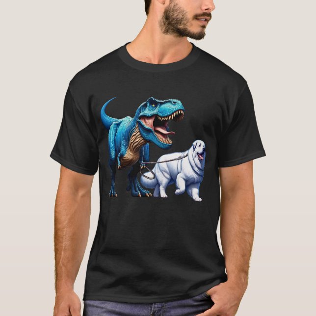 Funny Dinosaur Great Pyrenäen Wanderhund Lover T-Shirt (Vorderseite)
