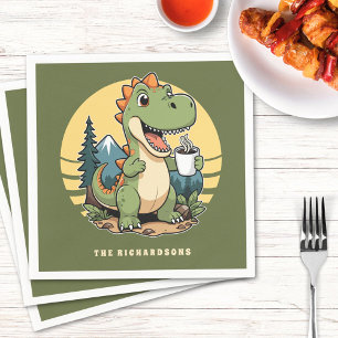Funny Dinosaur im Freien Camping für benutzerdefin Serviette