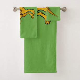 Funny Dinosaur individuelle Name & Farb-Handtuch S Badhandtuch Set