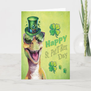 Funny Dinosaur leprechaun Irish St Patricks Day Ankündigung
