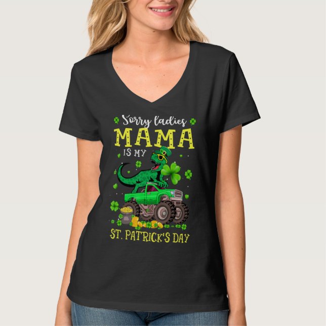 Funny Dinosaur Monster Truck St Patricks Day Pajam T-Shirt (Vorderseite)