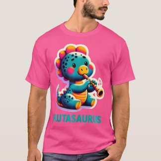 Funny Dinosaur Musician T Rex Flute Boy Girl Flute T-Shirt