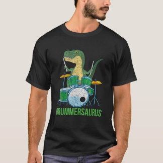 Funny Dinosaur Musiker T Rex Drummer Boys Geschenk T-Shirt