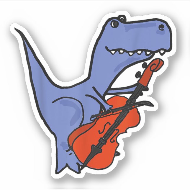 Funny Dinosaur Playing Cello Aufkleber (Vorderseite)
