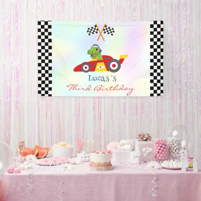 Funny Dinosaur Rennwagen Kindergeburtstag Party Banner (Party)