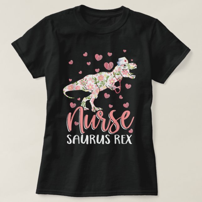 Funny Dinosaur Scrub Nurse Life RN Pflege LPN Flo T-Shirt (Design vorne)