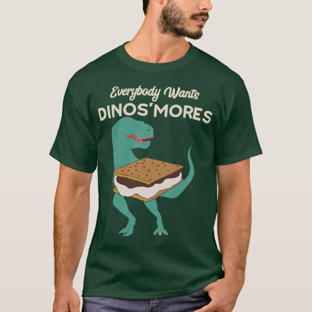 Funny Dinosaur Smores Camping DinoSmores T-Rex T-Shirt (Vorderseite)