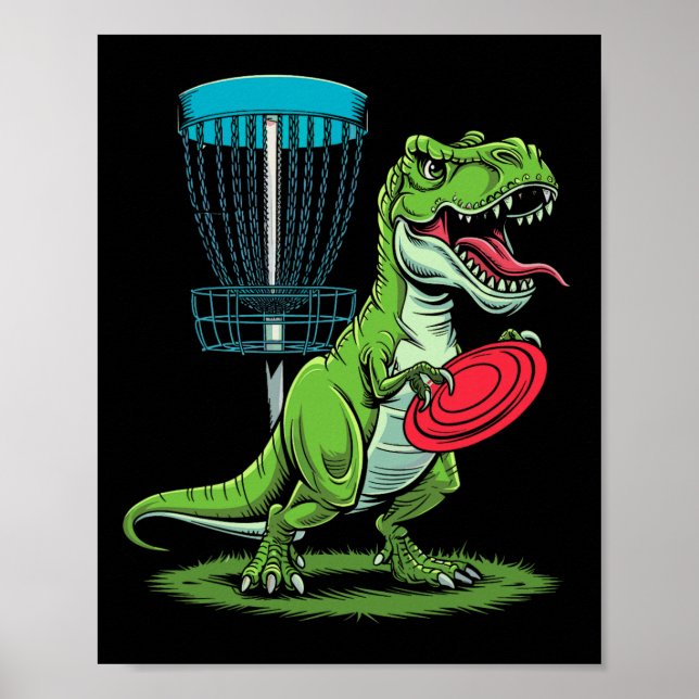 Funny Dinosaur T-rex Disc Golf Player Sket Golfer  Poster (Vorne)