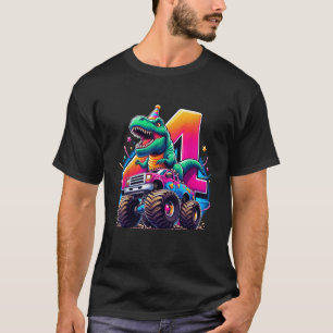 Funny Dinosaur T Rex Monster Truck I m 4 Happy 4. T-Shirt