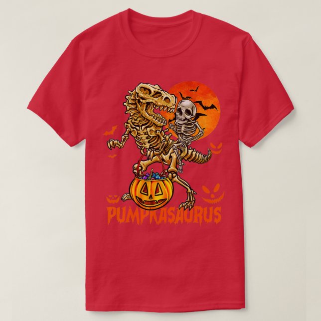 Funny Dinosaur T rex Mummy Pumpkin Halloween for K T-Shirt (Design vorne)