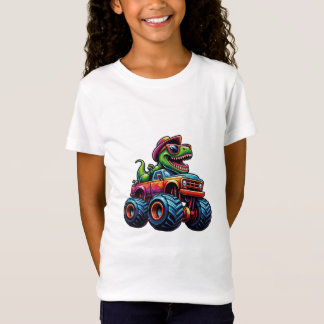 Funny Dinosaur T Rex On Monster Truck  T-Shirt