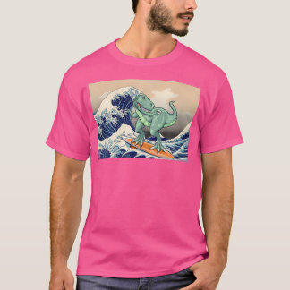 Funny Dinosaur T Rex Surfing Dinosaur Art Dinosaur T-Shirt