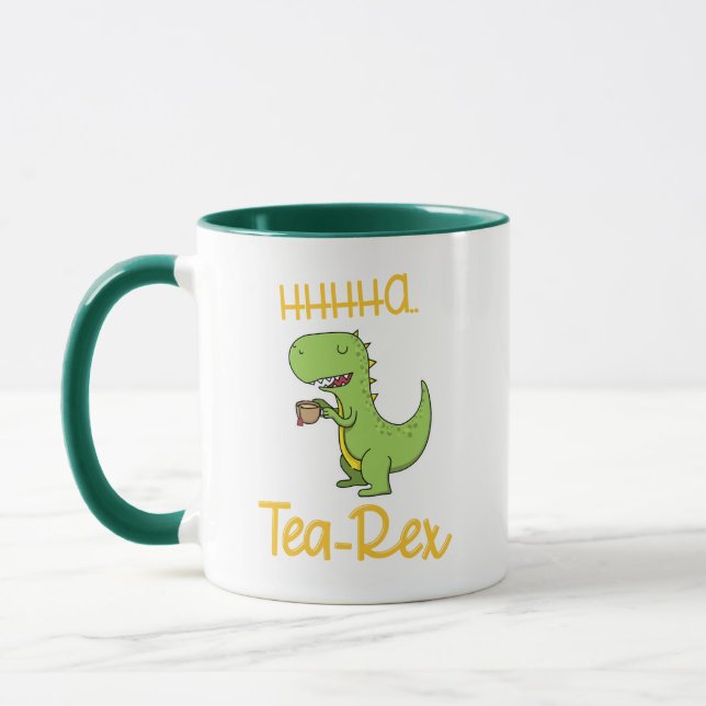 Funny Dinosaur Tea Rex Tyrannosaurus Geburtstag Tasse (Links)