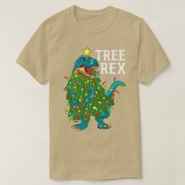 Funny Dinosaur Tree Re Xmas Lights T re Dinosaur C T-Shirt (Design vorne)