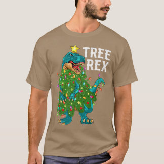 Funny Dinosaur Tree Re Xmas Lights T re Dinosaur C T-Shirt