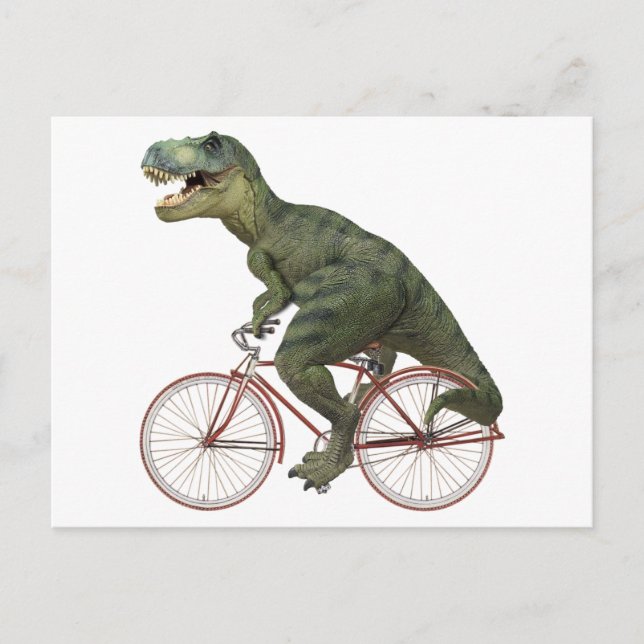 Funny Dinosaur TRex Fahrradfahren Postkarte (Vorderseite)