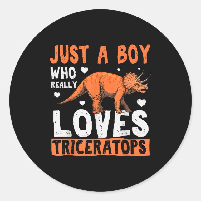 Funny Dinosaur Triceratops Apparel For Boys  Runder Aufkleber (Vorderseite)