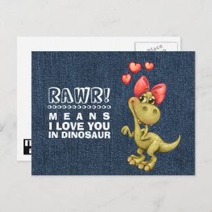 Funny Dinosaur Valentinstag Feiertagspostkarte