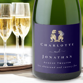 Funny Dinosaur Wedding Navy Blue & White Custom