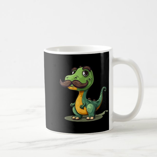 Funny Dinosaur With Mustache Beard For Adults And  Kaffeetasse (Rechts)