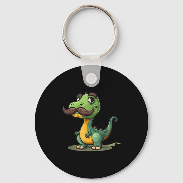 Funny Dinosaur With Mustache Beard For Adults And  Schlüsselanhänger (Vorderseite)