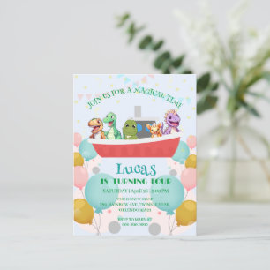 Funny dinosaur Yacht Birthday Party DIY Name Postkarte