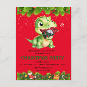Funny Dinosaurier essen Gnome Weihnachtsbaum Party Postkarte