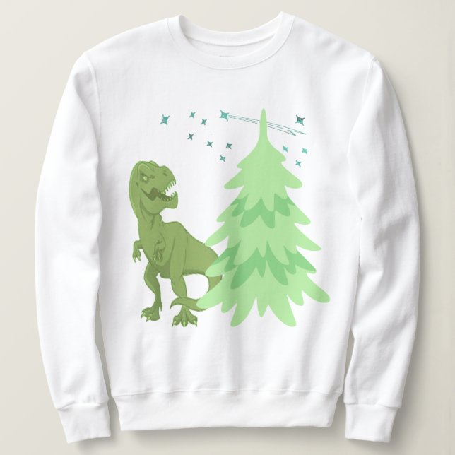 Funny Dinosaurier, Holiday T-Rex Weihnachtsbaum Sweatshirt (Design vorne)