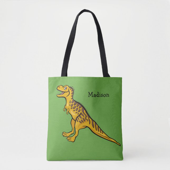 Funny Dinosaurier individuelle Name & Farbtaschen (Vorderseite)