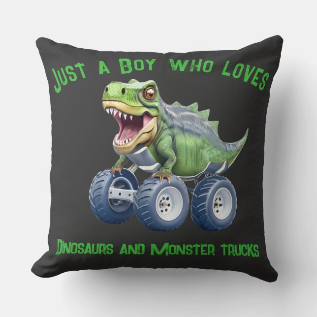 Funny Dinosaurier Monster LKW Kissen (Vorderseite)