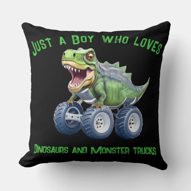 Funny Dinosaurier Monster LKW Kissen (Vorderseite)