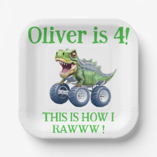 Funny Dinosaurier Monster LKW Pappteller