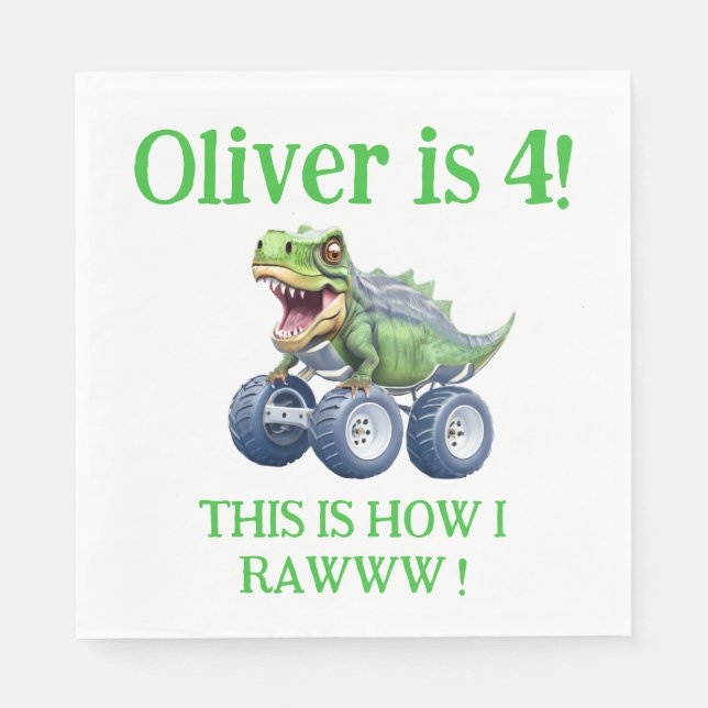 Funny Dinosaurier Monster LKW Serviette (Vorderseite)