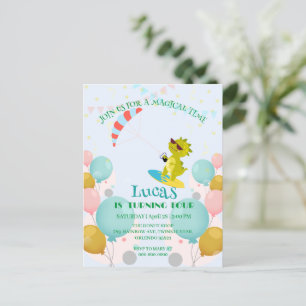 Funny Dinosaurier Paraglider Board Geburtstagspart Postkarte