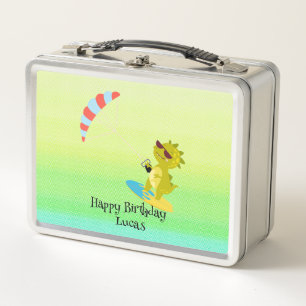 Funny Dinosaurier Paraglider Board School Party Ki Metall Brotdose