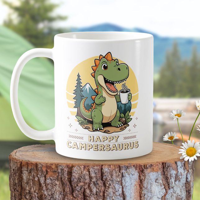 Funny Dinosaurier trinken Kaffee Außenbereich Camp Kaffeetasse (Von Creator hochgeladen)