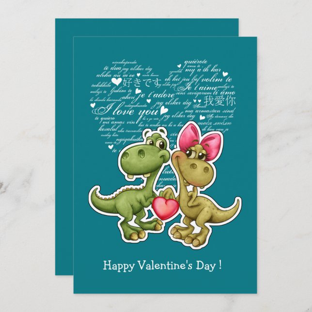 Funny Dinosaurier Valentinstag Flachkarten Feiertagskarte (Vorne/Hinten)