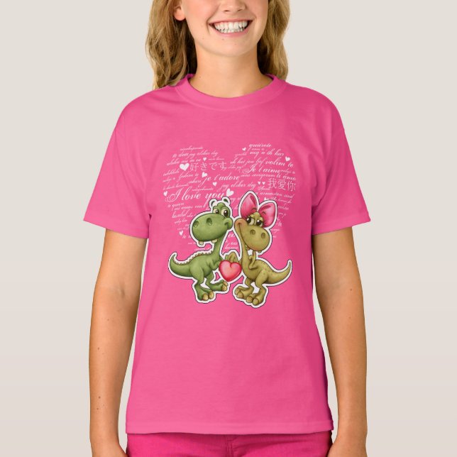 Funny Dinosaurier Valentinstag T-Shirt (Vorderseite)