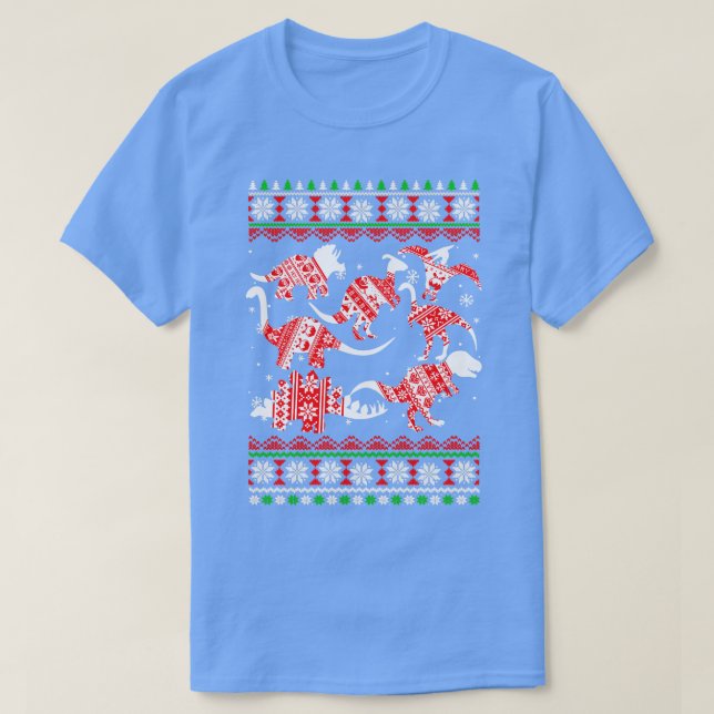 Funny Dinosaurier Weihnachten TRex Ugly Weihnachte T-Shirt (Design vorne)