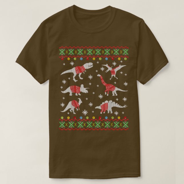 Funny Dinosaurier Weihnachten Ugly Weihnachtskraut T-Shirt (Design vorne)