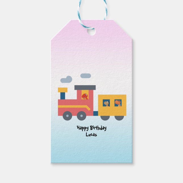 Funny Dinosaurier Zug LKW Junge Schule Geburtstag Geschenkanhänger (Vorderseite)