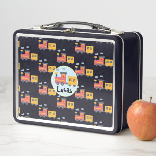 Funny Dinosaurier Zugfahrer Junge Zurück zum Schul Metall Brotdose