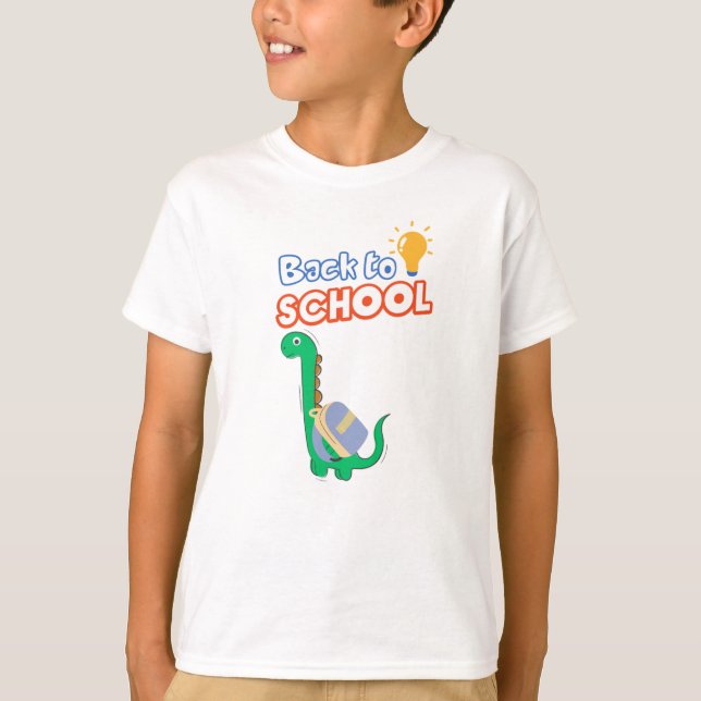 Funny Dinosaurier zurück in die Schule mit Rucksac T-Shirt (Vorderseite)