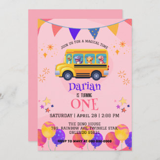 Funny dinosaurier Zurück zu Schulbus Mädchen Gebur Save The Date