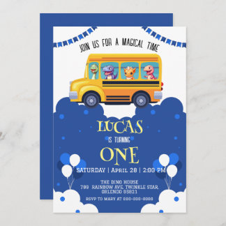 Funny Dinosaurier zurück zum Schulbus Junge Geburt Save The Date