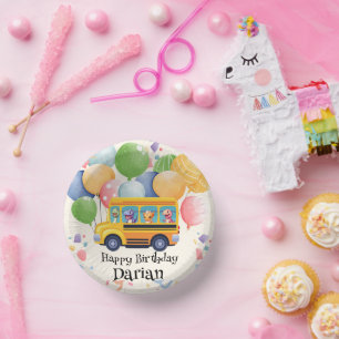 Funny dinosaurier Zurück zur Schule Bus Ballon Geb Pappteller